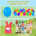 24 PCS Prefilled Easter Eggs with Mini Plush Animals Toys Easter Basket Stuffers/Fillers for Kids Toddlers Plastic Easter Eggs Stuffed Animals Gifts Eggs for Easter Egg Hunt Prizes, Party Favor