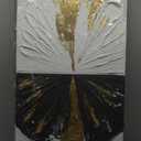 Abstract Wall Art for Living Room Black White and Gold Pictures Wall Decor for Office Circles Painting Wall Art for Bedroom Size 20 x 40 Inch