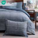 AMBERSPACE Twin XL Comforter Set Striped, Lake Blue Bedding Set 5 Pieces for Boys Girls Teen, All Season Bed in a Bag for Dorm with Sheets, Pillowcase & Sham