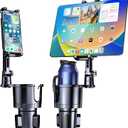 Cup Holder Phone Tablet Mount, 2 in 1 Car Cup Holder with Expander Adjustable Long Arm for Car,360Rotation Phone Tablet Mount Compatible for iPad, All Smartphones and Most Bottles