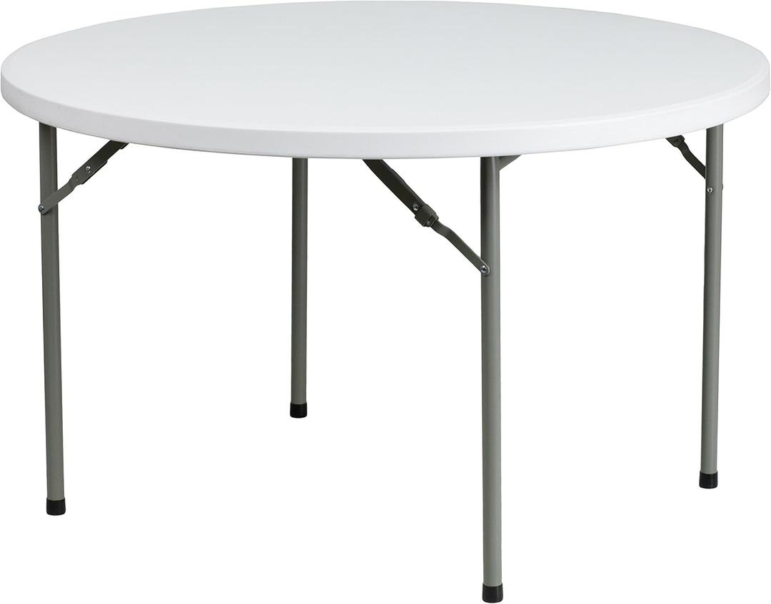 Flash Furniture Elon 4' Round All-Occasion Plastic Folding Event Table, Foldable Portable Banquet Table for Indoor/Outdoor Events, White Flash Furniture Elon 4' Round All-Occasion Plastic Folding Event Table, Foldable Portable Banquet Table for Indoor/Outdoor Events, White