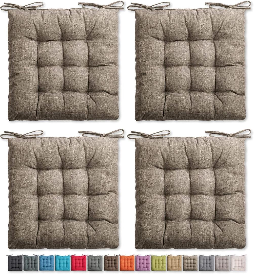 SQUARE MOON 4 Pack Chair Cushions, Seat Cushions, Chair Pads, Chair Mat for Indoor, Outdoor Dining Chair, Kitchen Chairs, Dining Room Chairs (16"  16"  4 Pack, Coffee)