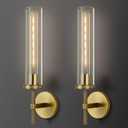 Brass Wall Sconces Set of Two, 19.48" Modern Wall Lighting with Clear Glass Tube, Bathroom Vanity Lights, Bronze Sconces Wall Lights for Bedroom, Living Room, Hallway, Staircase (Including Bulb) (2pack)