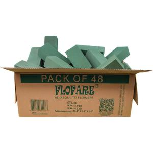 FLOFARE Pack of 48 Floral Foam Blocks for Fresh and Artificial Flowers, Each (7.8 L x 3.5 W x 2.4 H), Dry and Wet Floral Foam Blocks for Wedding, Birthdays, Home, Office, and Garden Decorations