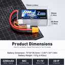 Zeee 3S Lipo Battery 2200mAh 11.1V 50C Shorty Pack Battery with XT60 Plug for RC Car Truck RC Vehicles Boat Drone RC Airplane Quadcopter Helicopter FPV Racing Hobby Models(2 Pack)