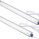 2 Pack LSF8241 T5 2Ft 24W Linkable Single Strip Grow Lights w 2" Wide Mirror Reflector and 6500K and 2500 Lumens, Great for Seeding and VegGrow!