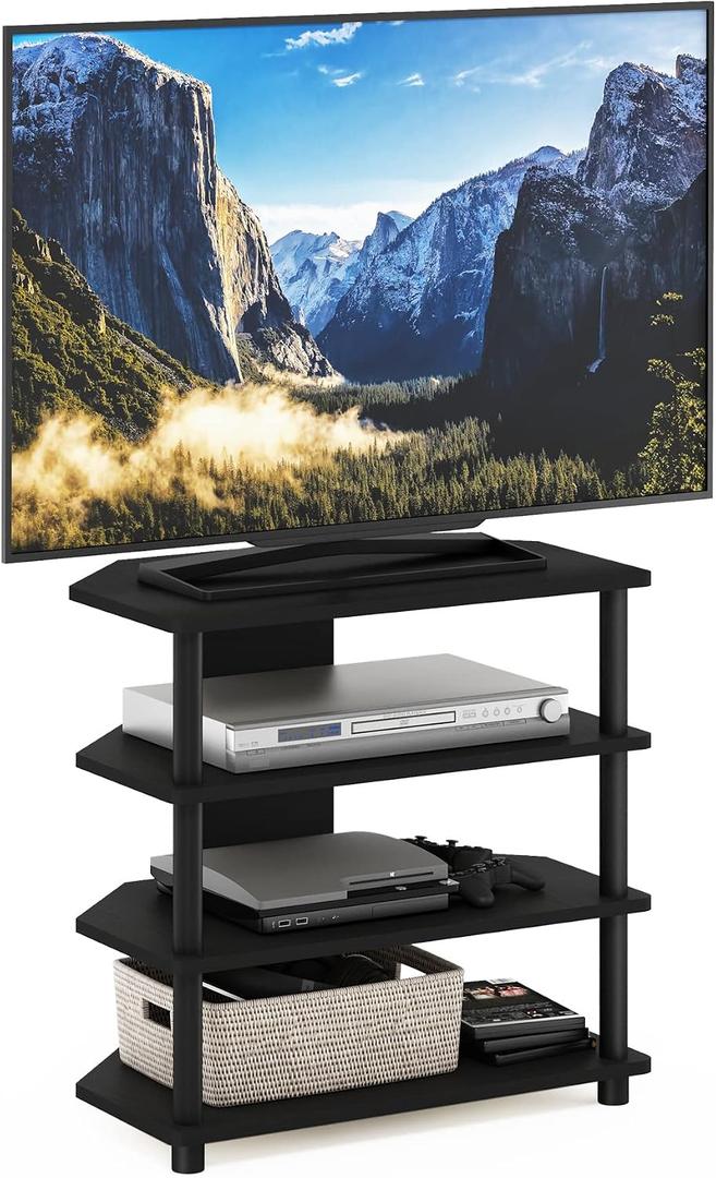 Furinno Turn-N-Tube Easy Assembly 4-Tier Petite Entertainment Center / TV Stand / TV Unit / TV Desk, Blackwood