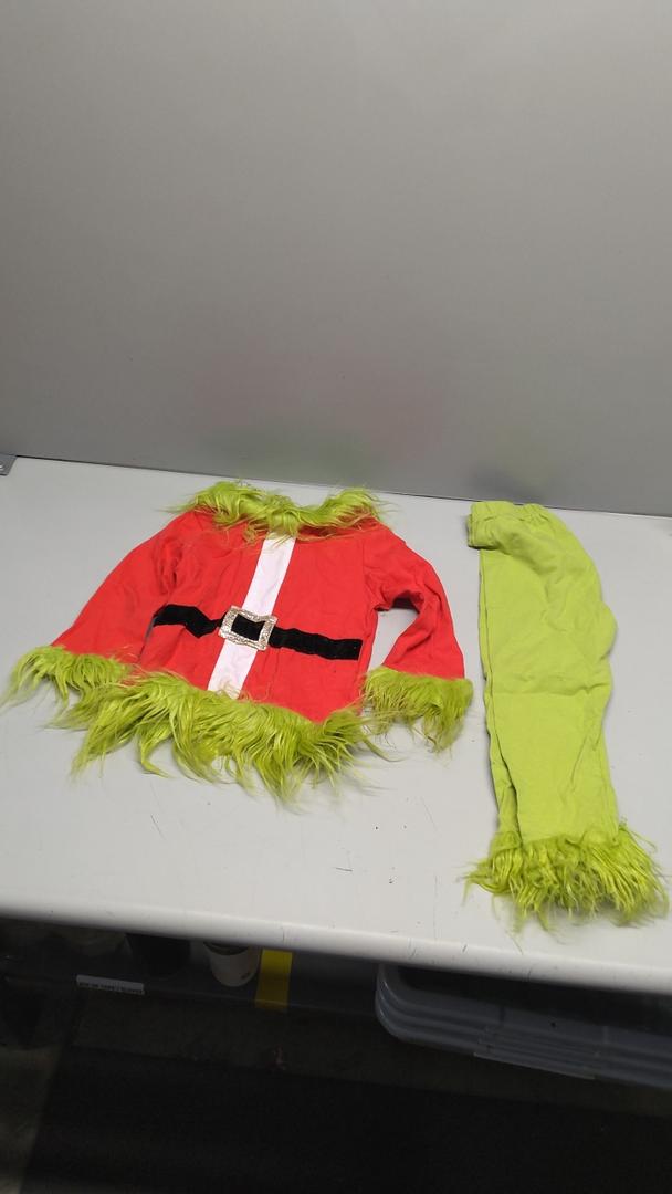 FEIBEL Toddler Kid Christmas Outfits Boys Girls Plush Top and Pants 2 Piece Set Christmas Costumes (AGreen, 34 Years)