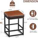 Counter Height Bar Stools Set of 2, 24" Barstools for Kitchen Countertop, Faux Leather Counter Stools with Thick Square Seats & Sturdy Metal Base, Simple Assembly, Brown