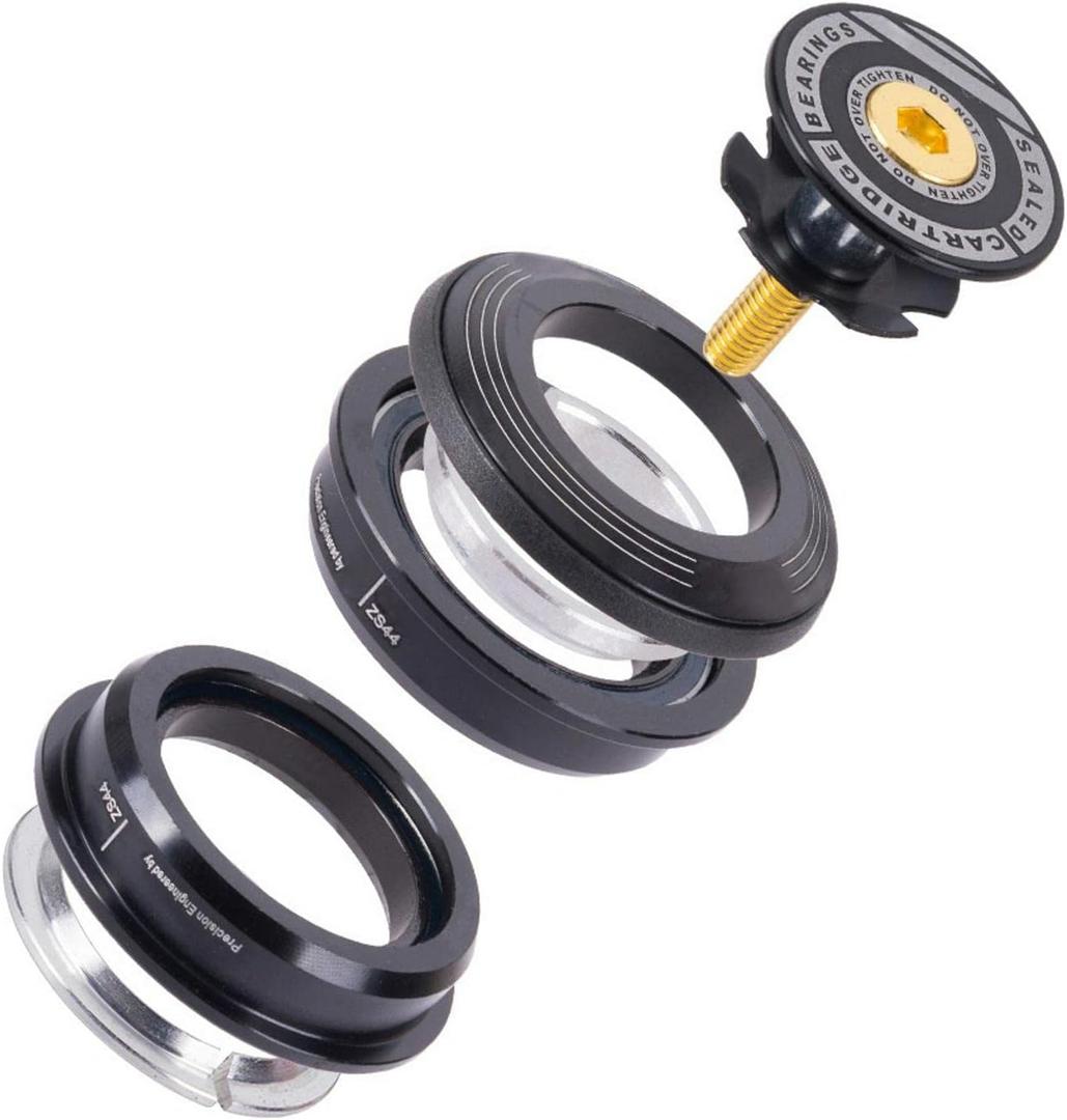 SYCOOVEN Mountain Bike 4444S Headset 44mm 1-1/8" Bike Headset Spacer, Aluminium Alloy Bicycle Headset Kit, Bearing Semi Integrated Straight Tube Fork Internal, (Black)