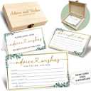 Eucalyptus Advice and Wishes for the Mr and Mrs - 50 Packs Wedding Advice Cards Bridal Shower Game Cards with Box Reception Guest Book for Bride Groom Newlywed Engagement Party Decoration -A10