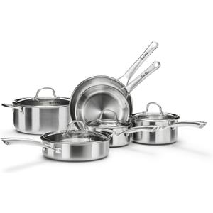 Stainless Steel Cookware Set,Tir-Ply Pots and Pans Set,10 Pcs Stainless Steel Induction Kitchen Cookware Sets,PFOA Free, Frying Pans, Butter warmer,Saute Pan & Stock Pot,Compatible with All Cooktops