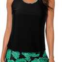 Aleumdr Womens Athletic 3 Piece Tankini Swimsuits with Shorts Swim Tank Tops with Sports Bra and Boy Shorts Bathing Suits, L