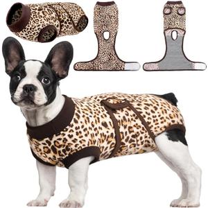 Kuoser Dog Surgery Suit, Comfy Dog Recovery Suit Female Doggie Onesie for Surgery, Post Op Protective Onesie, Soft E-Collar Alternative for Cats & Puppies, BrownLeopard XS 