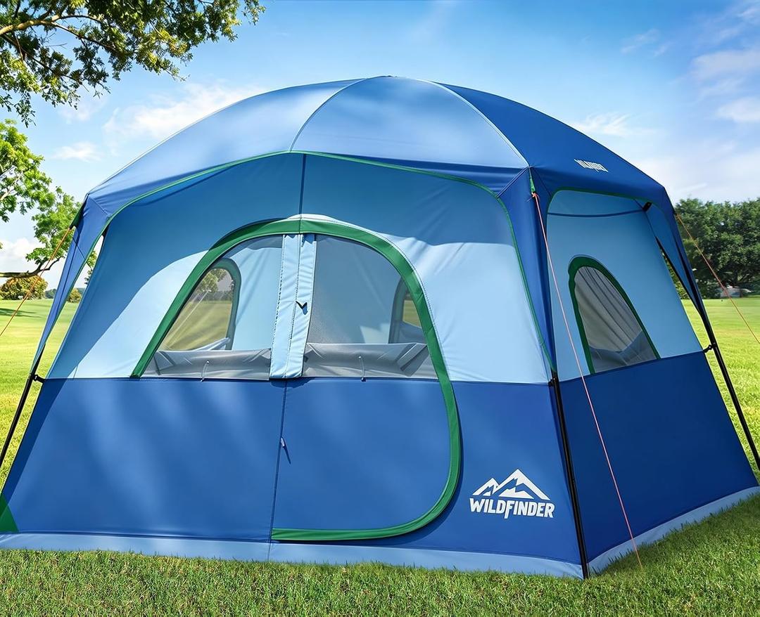 WildFinder Camping Tent 6 Person, Family Tent with Rainfly, 120''x108''x78''