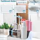 Electric Toothbrush Holder with Instant-Dry & 6 Slots | Upgrade Heavy-Duty Large Countertop Organizer with Cable Holes, Fits Most Electric & Manual Toothbrushes (Marble White)
