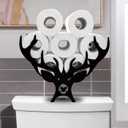 Black Antler Metal Toilet Tissue Holder - Animal Paper Holder, Decorative FreeStanding Metal Toilet Paper Organizer for Bathrooms - Holds Extra 8 Rolls