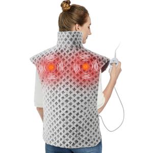 CAROMIO Massaging Heating Pad for Back Pain Relief, Neck and Shoulders Electric Heating Pads Large Size, Full Body Back Heat Pad with Auto Shut Off, 3 Heating Levels & 3 Massage Modes (Grey, 35"x24")