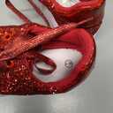 AISFAES Women Glitter Platform Sneakers Sparkly Lace-Up Chunky Sneakers Fashion Low-Top Tennis Shoes Comfortable Metallic Sequin Walking Shoes, 7, Red Glitter