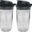 Replacement juicer personal jar 18oz cup to go lidPack of 2pcs) Compatible with NutriBullet Blender ComboZNBF30400Z/ZNBF30500Z/Select Blender 1200NB07200-1210 /PRO 1000 Blender