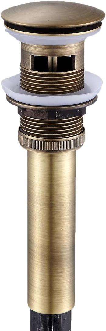Flybath Sink Drain Antique Brass Bathroom Faucet Large Pop Up Vessel Basin Sink Drain Stopper with Overflow