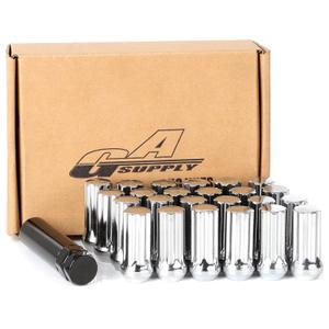GAsupply 24pcs 14x1.5 Lug Nuts, 2inch 50mm Closed End Acorn Tuner Chrome Lug Nuts 7 Spline Drive for Aftermarket Wheels, 24 Pack +1 Spline Lug Nut Key (Silver)