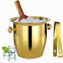Ice Buckets - Champagne Ice Bucket with Tongs, Golden Trumpet Ice Bucket Stainless Steel Mirror Reflection Wine Cooler for Cocktail Bar Beer Red Wine Liquor Beverages Party,Ice Frozen Longer, 2.5L