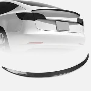Spoiler Fit for 2017-2023 Tesla Model 3 | Carbon Fiber OEM-Style Rear Wing | Easy Drill-Free Installation