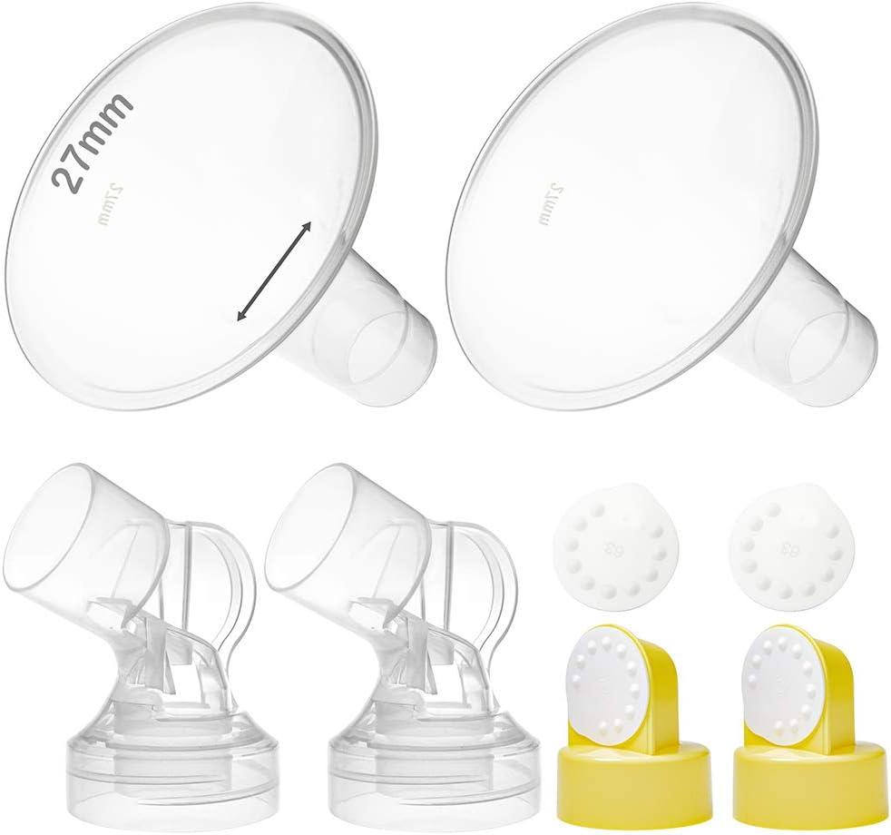 Nenesupply Pump Parts 27mm Flanges Compatible with Medela Breast pump Flange Valve Membrane Connector Compatible with Personal fit Connector Not Original Medela Pump Parts. Pump in Style Symphony
