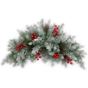 SHACOS 25" Christmas Pine Swag with Pine Cones Red Berries Christmas Swag for Mailbox Front Door Windows Wall Mantel Table Garland Holiday Decor Indoor Outdoor (Pine Needles No Willow Leaves)