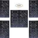 Holydecot Tin Wall Tiles Nail-Up Ceiling Tiles Stair Riser Kitchen Backsplash - Rustic Black 12x12 inch Sample, 5 Pack