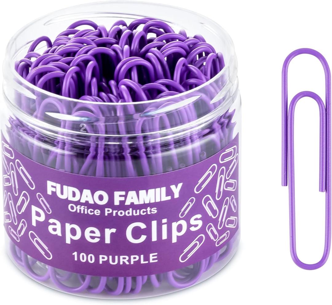 Jumbo Paper Clips, 2 Inch Large Paper Clip, 100 pcs Paperclips (Jumbo, Purple)
