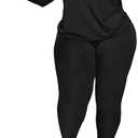 PINSV Women's Plus Size 2 Piece Outfits Tracksuits Long Sleeve Top Pants Sets Sweatsuit (XX-Large Plus, Black)
