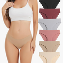 Seamless Underwear for Women No Show Wave Edge Bikini Low Rise Cheeky Breathable Comfortable Soft Panties 6 Pack, M
