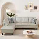 Modern L-Shaped Sectional Sofa with Chaise Lounge, 4-Seater Leather Couch with High-Density Foam Cushions, for Living Room, Apartment, Studio, Easy Assembly, Pearl White