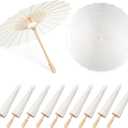 HEYTIMI 9 Pack 33 Inch White Paper Umbrellas Vintage Chinese Japanese Parasol Oiled DIY Painting Craft Decorative Umbrellas for Weddings Photography Bridal Showers Party Decor