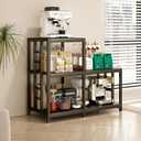 5-Tier Mini Fridge Stand, Bakers Rack with Storage,Multi-Purpose Microwave Stand,Mini Fridge Cabinet,Mini Fridge Shelf for Office,Kitchen,Living Room,Coffee Bar,Black, 39.6" W x 17.7" L x 35.4" H