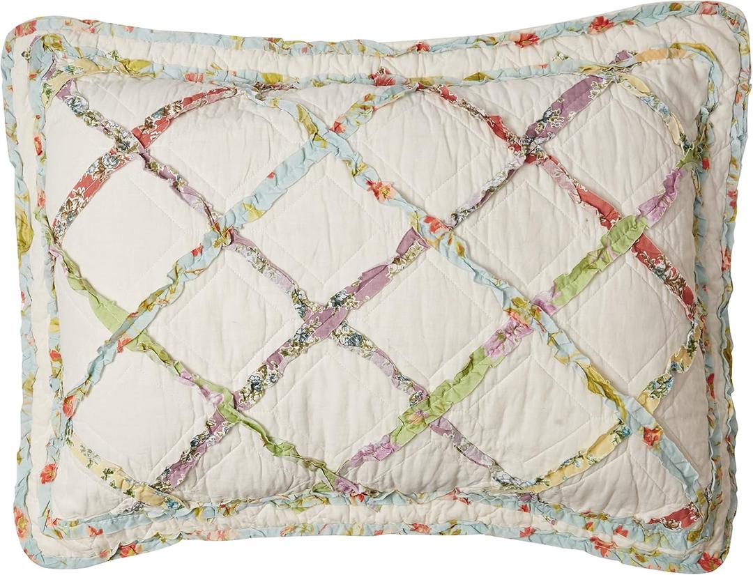 Laura Ashley Home - Standard Sham, Soft Cotton Bedding with Envelope Closure, Pre-Washed Home Decor for Added Softness (Ruffle Garden Cream, 20" x 26") Laura Ashley Home - Standard Sham, Soft Cotton Bedding with Envelope Closure, Pre-Washed Home Decor for Added Softness (Ruffle Garden Cream, 20" x 26")