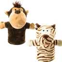 Animal Hand Puppets Set for Kids & Adults - 12.5" Premium Quality Soft Plush Toys with Movable Mouths - Perfect for Storytelling, Teaching, Preschool, Role-Play - Durable, Vibrant, Educational Puppets (Monkey and Tiger)