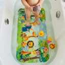 BEEHOMEE Bath Mats for Tub Kids,Baby Toddler - Large Cartoon Non-Slip Bathroom Bathtub Anti-Slip Shower Mats for Floor 35x15,Machine Washable XL Size Bathroom Mats (Jungle Friends)