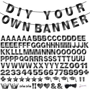 131 PCS Custom Banner DIY Letter Banners Personalized Banner for Birthday Congratulations Wedding Party Banners Black 5-inch
