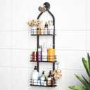 Shower Caddy Hanging, Adjustable Anti-Swing-Over The Shower Head Caddy, 3 Tier Height Bathroom Storage Organizer Bathroom Shelves Basket Rack Shower Caddies (3Tier) (black)