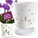 Atri Orchid Pot with Holes6.5in Modern Porcelain Indoor Orchid PlanterLarge Orchid Pots for RepottingCeramic Orchid PlanterDrainage Holes