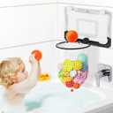 Baby Bath Tub Toy Organizer Storage for Bathroom, Wide Opening and Large Capacity Mesh Bath Toy Holder for Bathtub for Bottom Drawstring for Quick Release of Toys, Space-Saving (White)