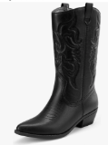 Women's Cowboy Boots Pull On Cowgirl Boots Mid Calf Western Boots,  Regular and Wide Calf Size 5.5