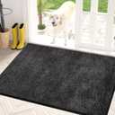 PURRUGS Dirt Trapping Door Mat 34" x 59", Non-Slip Machine Washable Entryway Rug, Dog Doormat, Indoor Front Door Mat, Super Absorbent Entry Rug for Muddy Shoes & Paws, Charcoal