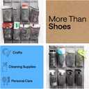 GORILLA GRIP Over the Door Shoe Organizer, 12 Large Breathable Mesh Pockets, Space Saving Hanging Storage Holder, 2 Hook Closet Rack Hanger, Hangs on Closets for Shoes, Accessories, 64H x 9.5W Grey