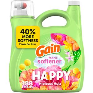 Gain Liquid Fabric Softener (Fabric Conditioner), Happy, 127 fl oz, 188 Loads