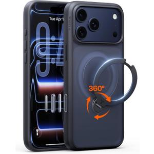 TORRAS Ostand Q3 Spin for iPhone 17 Pro Case, 360 Magnetic Stand, Fit for MagSafe, Camera Control, Built-in Kickstand, 4X Military-Grade Shockproof Slim Phone Case for iPhone 17 Pro Cover 6.3", Black