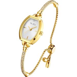 Petite Bracelet Watch for Women, Gifts for Girlfriend Diamond Dress Analog Watch Waterproof (Two-Tone Gold Silver)
